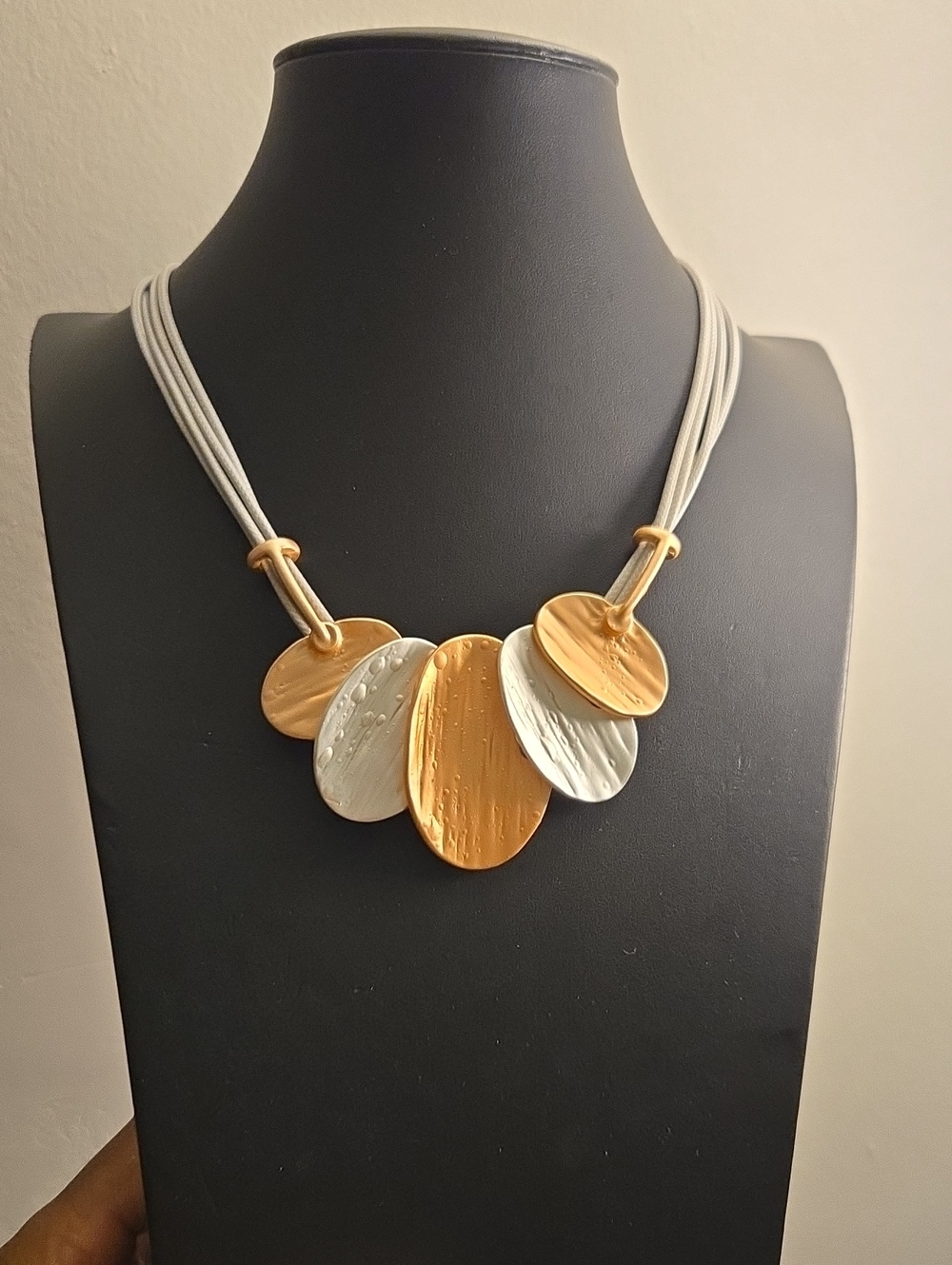 Gold and Silver Statement Pendant Necklace - Women Jewelry